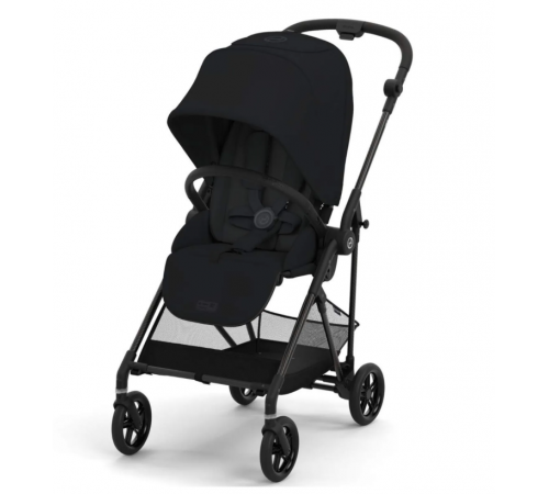 Коляска прогулочная Cybex Melio Carbon с дождевиком, Magic Black