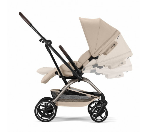 Прогулочная коляска Cybex Eezy S Twist+ 2 BLK, Almond Beige (с дождевиком и бампером)