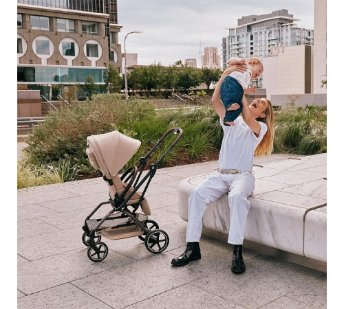 Прогулочная коляска Cybex Eezy S Twist+ 2 BLK, Dune Grey (с дождевиком и бампером)