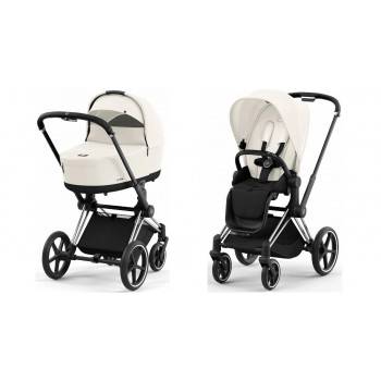 Коляска 2 в 1 Cybex Priam IV Off White, шасси Chrome Black