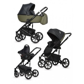 Коляска 3 в 1 Riko Basic Ozon, 02 (Черно-зеленый)