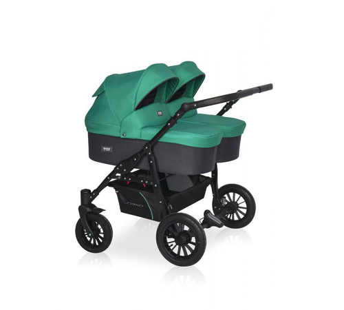 Коляска для двойни 2 в 1 Riko Basic Saxo, 01 (Бирюзовый, Чёрный)