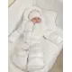 Конверт-куртка пуховый с мехом и кружевом для новорожденной девочки арт. 124.1.07