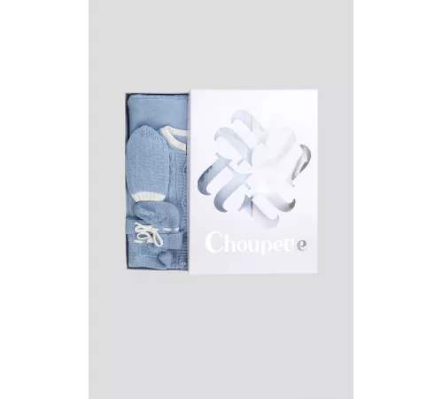 Комплект вязаный нарядный (плед, комбинезон, шапка, пинетки) 109.25 Choupette