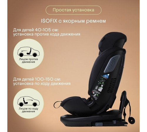 Автокресло Kidzi Spin 360 Plus i-Size (0-36 кг), Black