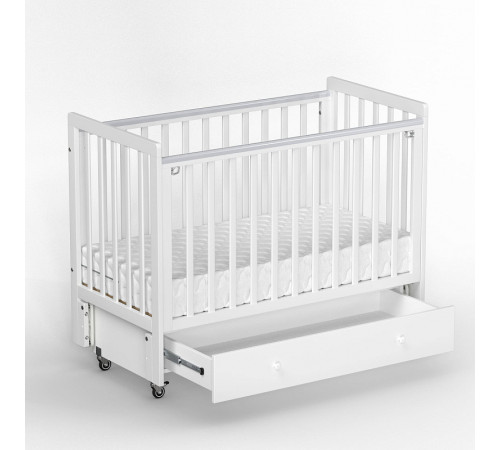 Детская кровать Antemi Classic Sleep с маятником и ящиком, Белый