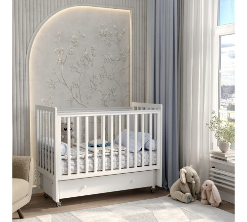 Детская кровать Antemi Classic Sleep с маятником и ящиком, Белый