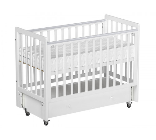 Детская кровать Antemi Classic Sleep с маятником и ящиком, Белый