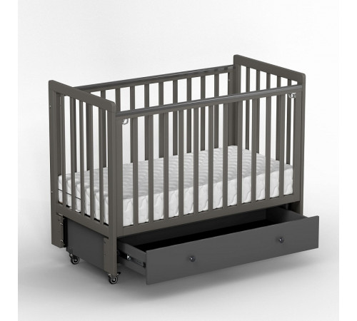 Детская кровать Antemi Classic Sleep с маятником и ящиком, Графит