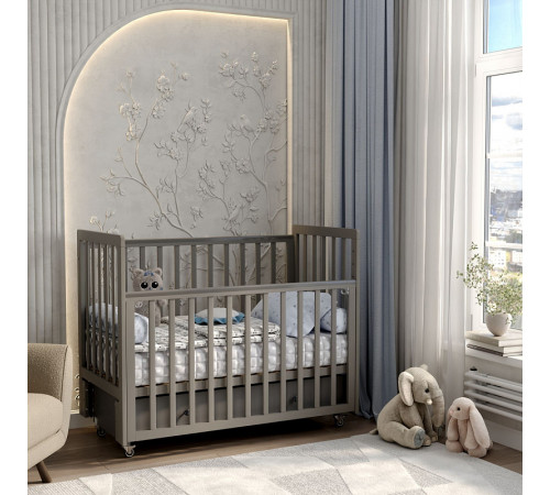 Детская кровать Antemi Classic Sleep с маятником и ящиком, Графит