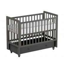 Детская кровать Antemi Classic Sleep с маятником и ящиком, Графит
