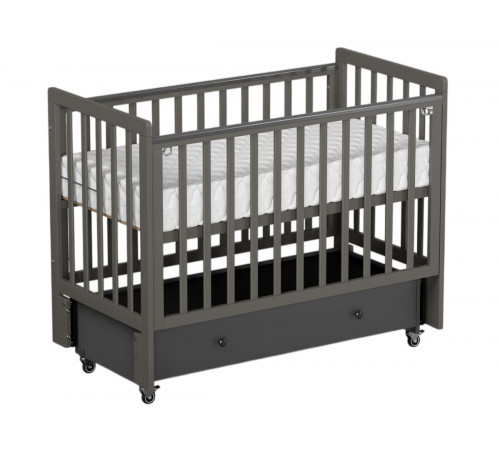Детская кровать Antemi Classic Sleep с маятником и ящиком, Графит