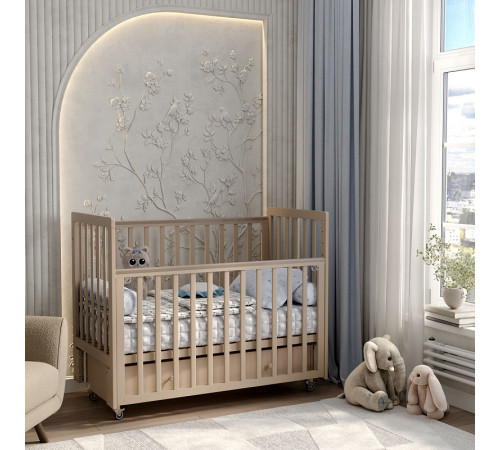 Детская кровать Antemi Classic Sleep с маятником и ящиком, Капучино
