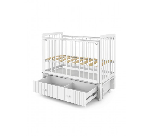 Детская кровать Pituso Tiny (RF) (ящик, маятник, колесо), Белая аляска