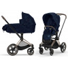 Коляска 2 в 1 Cybex Priam IV Fashion Collections Rebellious Luxury Denim Blue шасси Rosegold
