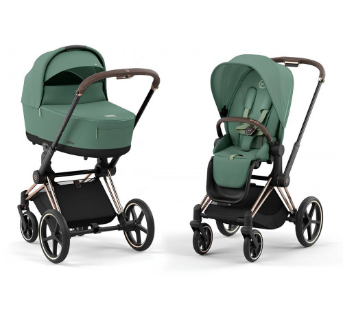 Коляска 2 в 1 Cybex Priam IV Leaf Green, шасси Rose Gold