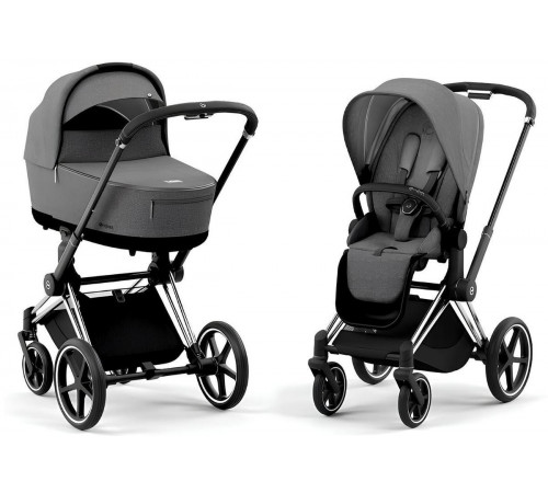 Коляска 2 в 1 Cybex Priam IV Mirage Grey, шасси Chrome Black