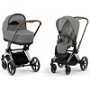 Коляска 2 в 1 Cybex Priam IV Mirage Grey, шасси Chrome Brown