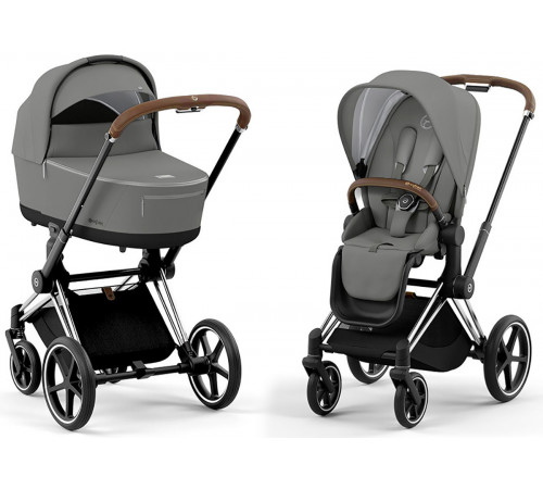 Коляска 2 в 1 Cybex Priam IV Mirage Grey, шасси Chrome Brown