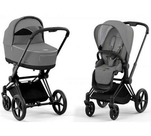Коляска 2 в 1 Cybex Priam IV Mirage Grey, шасси Matt Black
