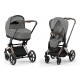 Коляска 2 в 1 Cybex Priam IV Mirage Grey, шасси Rose Gold