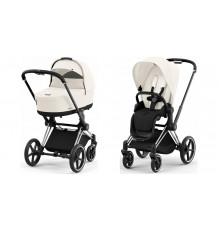 Коляска 2 в 1 Cybex Priam IV Off White, шасси Chrome Black
