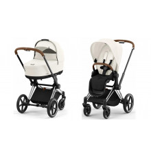Коляска 2 в 1 Cybex Priam IV Off White, шасси Chrome Brown