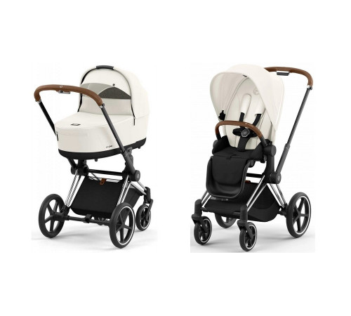 Коляска 2 в 1 Cybex Priam IV Off White, шасси Chrome Brown
