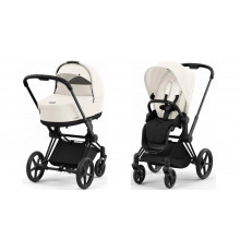 Коляска 2 в 1 Cybex Priam IV Off White, шасси Matt Black