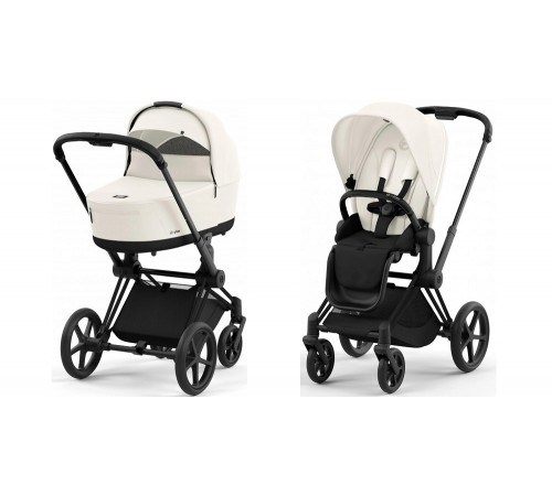 Коляска 2 в 1 Cybex Priam IV Off White, шасси Matt Black