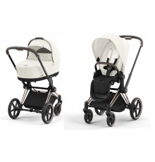 Коляска 2 в 1 Cybex Priam IV Off White, шасси Rose Gold