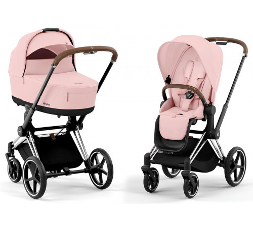 Коляска 2 в 1 Cybex Priam IV Peach Pink, шасси Chrome Brown