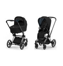 Коляска 2 в 1 Cybex Priam IV Sepia Black, шасси Chrome Black