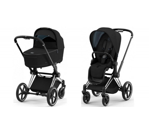 Коляска 2 в 1 Cybex Priam IV Sepia Black, шасси Chrome Black