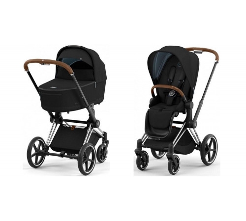 Коляска 2 в 1 Cybex Priam IV Sepia Black, шасси Chrome Brown