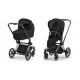 Коляска 2 в 1 Cybex Priam IV Sepia Black, шасси Rose Gold