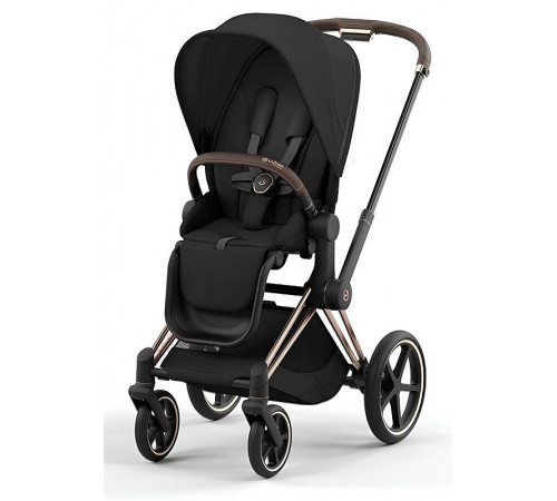 Коляска 2 в 1 Cybex Priam IV Sepia Black, шасси Rose Gold