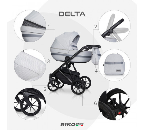 Коляска 2 в 1 Riko Basic Delta, 01 - Grey Fox (Серый)