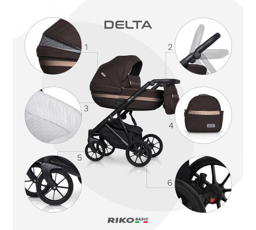 Коляска 2 в 1 Riko Basic Delta, 04 - Chocolate (коричневый)