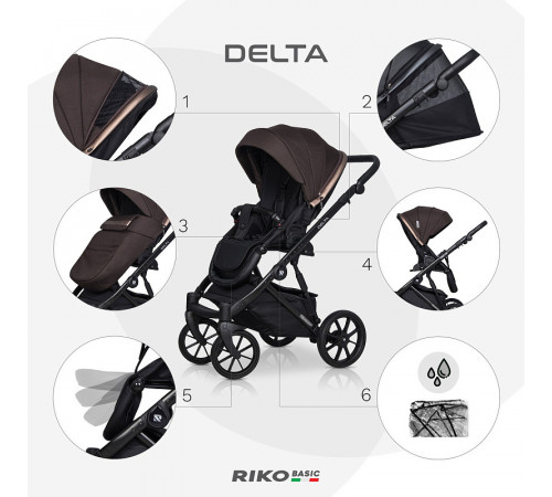 Коляска 2 в 1 Riko Basic Delta, 04 - Chocolate (коричневый)