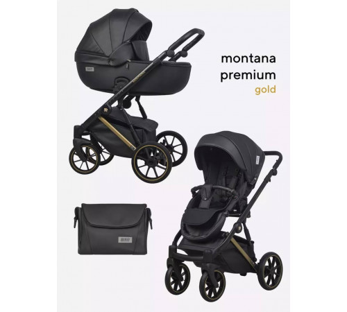 Коляска 2 в 1 Riko Basic Montana Premium Gold, 02 - Black