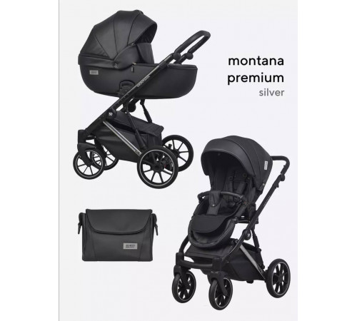 Коляска 2 в 1 Riko Basic Montana Premium Silver, 22 - Black
