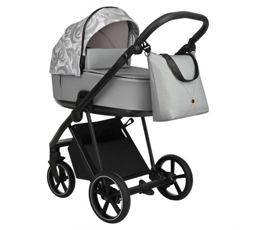 Коляска 2 в 1 Roan Sol Flowers, Gray шасси Black