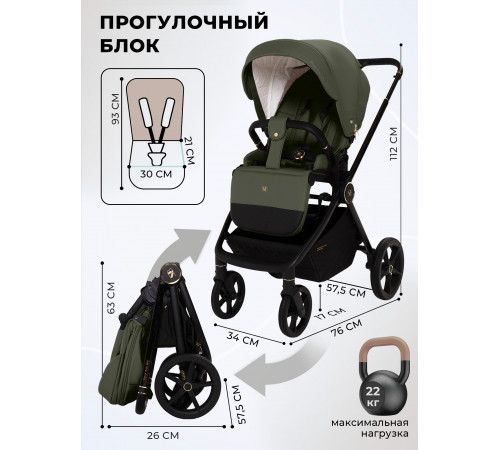 Коляска 2 в 1 Sweet Baby Stella Plus Therma Green