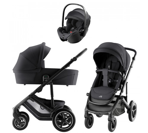 Коляска 3 в 1 Britax Roemer Smile 5Z Style и автокресло Baby-Safe Pro Classic Deep Black, Carbon Black