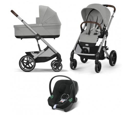 Коляска 3 в 1 Cybex Balios S Lux SLV 2025 (с дождевиками), Stone Grey