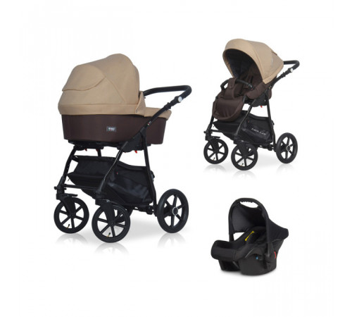 Коляска 3 в 1 Riko Basic Bella, 07 (Коричневый / Бежевый)