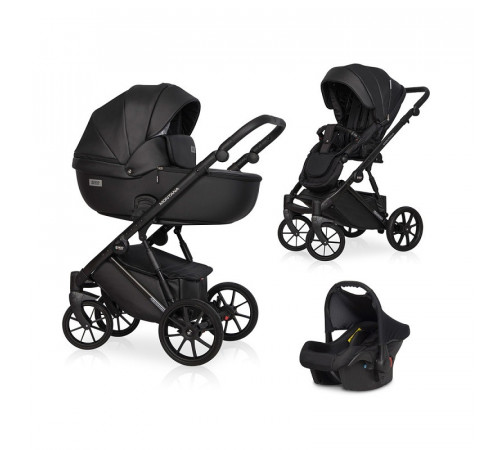Коляска 3 в 1 Riko Basic Montana Ecco, 12 - Black (Черный)