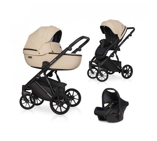Коляска 3 в 1 Riko Basic Montana Ecco, 15 - Ivory Beige (Бежевый)
