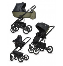 Коляска 3 в 1 Riko Basic Ozon, 02 (Черно-зеленый)